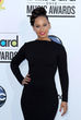 Alicia Keys im schwarzen hochgeschlossenen Kleid