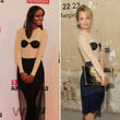 Sara Nuru und Mena Suvari stehen auf den Margiela-Body von H&M