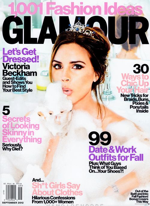 Victoria Beckham zeigt sich auf dem Cover der US-Glamour in der Badewanne Victoria Beckham zeigt sich auf dem Cover der US-Glamour in der Badewanne