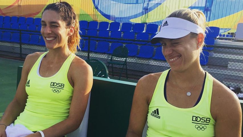 Tennisprofis Andrea Petkovic (l.) und Angelique Kerber (r.) beim Training in São Paulo
