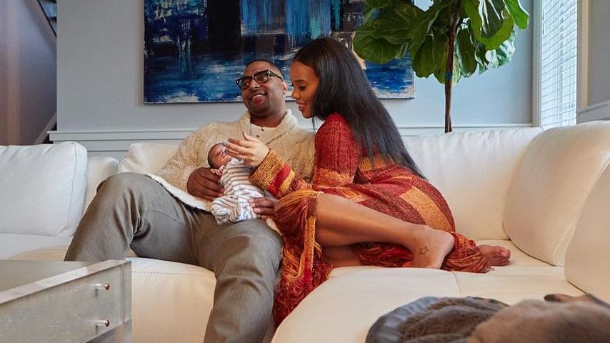 Angela Simmons mit ihrem Verlobten Sutton Tennyson und dem gemeinsamen Kind