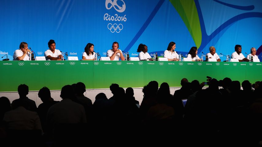 Das Flüchtlingsteam der Olympischen Spiele 2016 bei einer Pressekonferenz