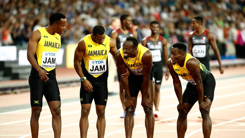 Die jamaikanische Männer-Staffel im Finale über 4x100 Meter bei der Leichtathletik-WM in London
