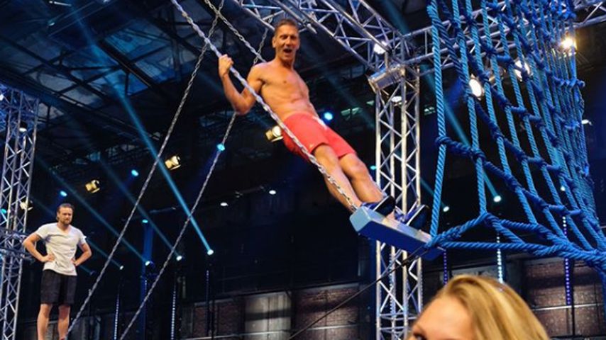 Janni Hönscheid, Peer Kusmagk und Emil-Ocean bei der TV-Aufzeichnung von "Ninja Warrior Germany"