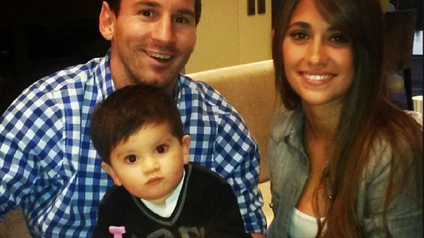 Lionel Messi, Thiago Messi und Antonella Roccuzzo