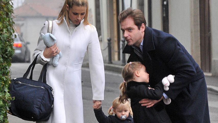 Michelle Hunziker, Tomaso Trussardi mit Celeste und Sole in Bergamo