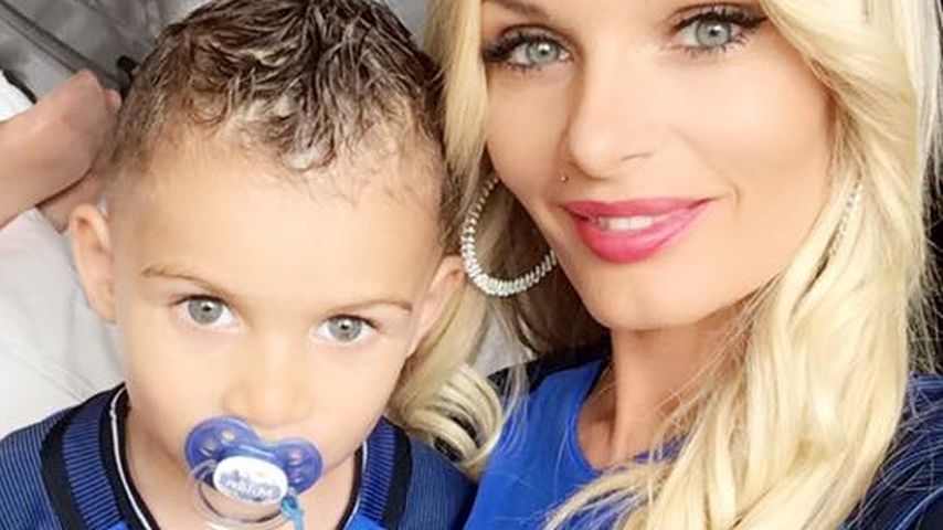 Milan und Ludivine Lacorne, der dreijährige Sohn und die Frau von Kicker Dimitri Payet