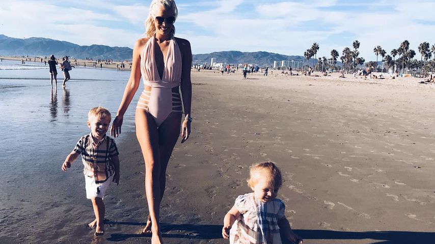 Oksana Kolenitchenko mit ihren Kindern Milan und Arielle in Los Angeles