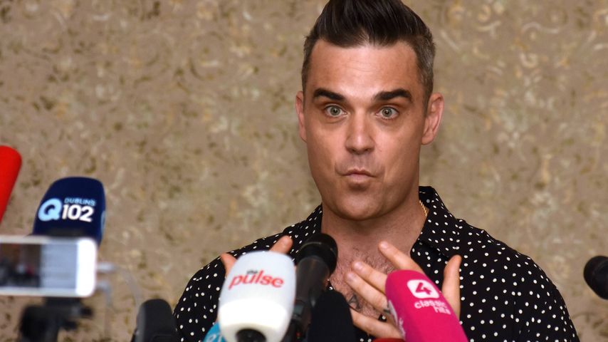 Robbie Williams bei der Pressekonferenz zur Tournee in Dublin