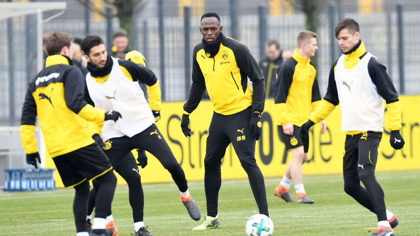 Sprintstar Usain Bolt beim Training mit Borussia Dortmund