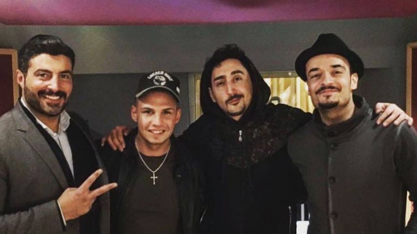 Sükrü Pehlivan, Pietro Lombardi, Eko Fresh und Giovanni Zarrella im Tonstudio