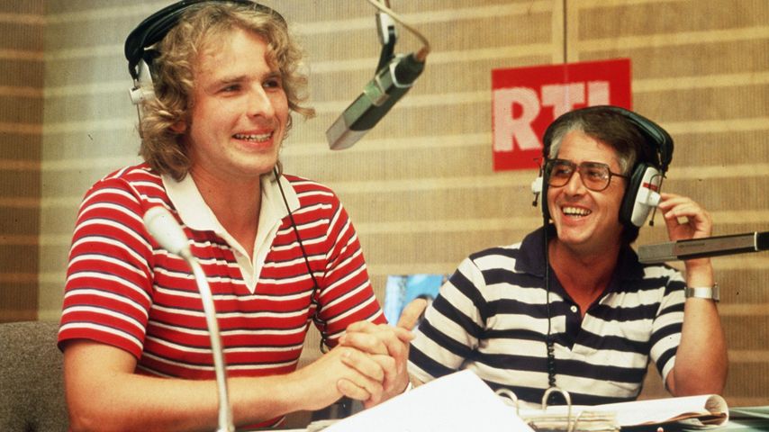 Thomas Gottschalk und Frank Elstner im Hörfunkstudio RTL Luxemburg 1981