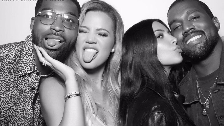 Tristan Thompson, Khloe Kardashian, Kim Kardashian und Kanye West