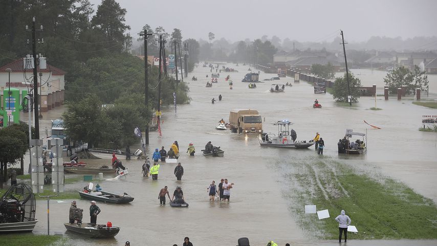 Überflutete Straße in Texas nach Hurricane Harvey