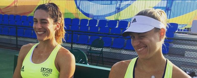 Tennisprofis Andrea Petkovic (l.) und Angelique Kerber (r.) beim Training in São Paulo Tennisprofis Andrea Petkovic (l.) und Angelique Kerber (r.) beim Training in São Paulo