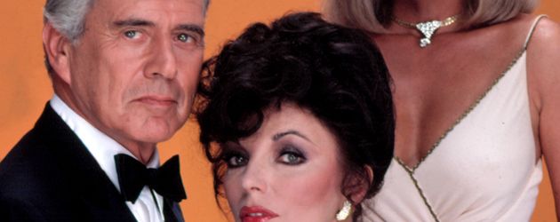 "Der Denver Clan"-Darsteller John Forsythe, Joan Collins und Linda Evans "Der Denver Clan"-Darsteller John Forsythe, Joan Collins und Linda Evans