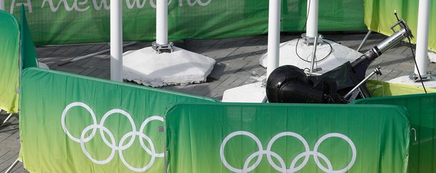 Eine abgestürzte Kamera im Olympia-Park von Rio Eine abgestürzte Kamera im Olympia-Park von Rio
