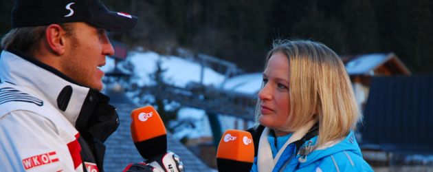 Skistar Hermann Maier und ZDF-Moderatorin Jana Thiel beim Ski-Weltcup in Alta Badia 2007 Skistar Hermann Maier und ZDF-Moderatorin Jana Thiel beim Ski-Weltcup in Alta Badia 2007