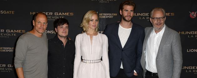 Liam Hemsworth, Hunger Games, Jennifer Lawrence, Josh Hutcherson und Woody Harrelson Liam Hemsworth, Hunger Games, Jennifer Lawrence, Josh Hutcherson und Woody Harrelson