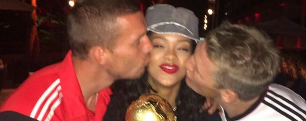 Lukas Podolski, Bastian Schweinsteiger und Rihanna Lukas Podolski, Bastian Schweinsteiger und Rihanna