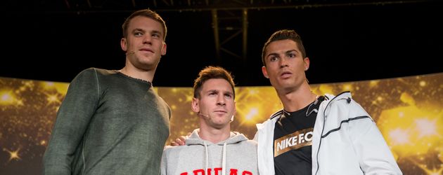 Cristiano Ronaldo, Manuel Neuer und Lionel Messi Cristiano Ronaldo, Manuel Neuer und Lionel Messi