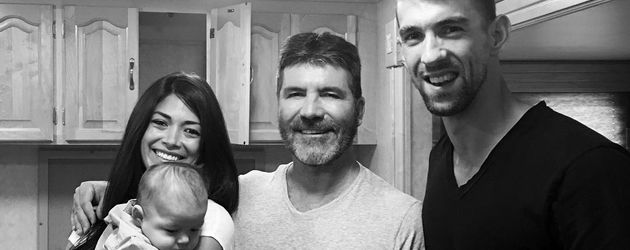 Nicole Johnson, Boomer Phelps, Simon Cowell und Schwimmer Michael Phelps Nicole Johnson, Boomer Phelps, Simon Cowell und Schwimmer Michael Phelps