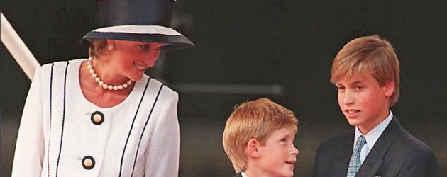 Prinzessin Diana, Prinz Harry und Prinz William 1995 in London Prinzessin Diana, Prinz Harry und Prinz William 1995 in London