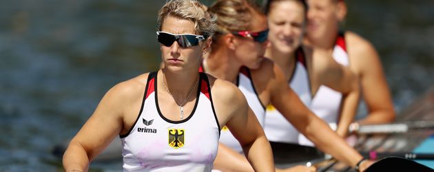 Sabrina Hering beim Kajak-Vierer-Rennen über 500m bei Olympia 2016 Sabrina Hering beim Kajak-Vierer-Rennen über 500m bei Olympia 2016