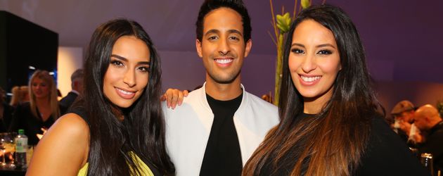 Sami Slimani mit Lamiya und Dounia Slimani bei der Mercedes-Benz Fashion Week in Berlin Sami Slimani mit Lamiya und Dounia Slimani bei der Mercedes-Benz Fashion Week in Berlin